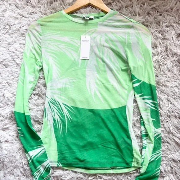 AFRM Los Angeles Sunny Long Sleeve Top Palm Dot NWT - (S) - Picture 4 of 6